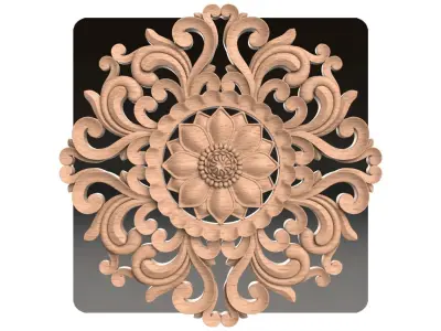 Carved round decor ornament pack for cnc 22 3D model