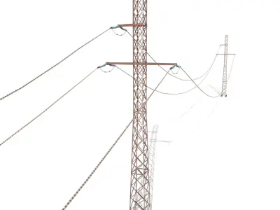 Electricity Pole 28 Weathered Low-poly 3D model
