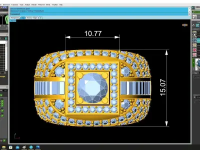 Luxury Square Halo Diamond Men Ring Jewelry Design 4330 3D print model