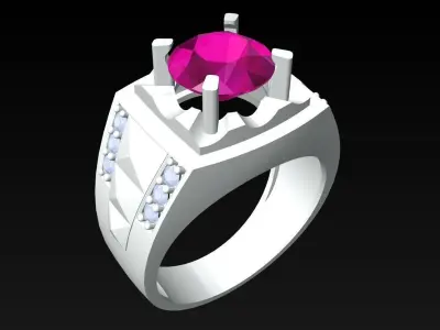 Diamond Rings - Mens Ring - N3892 3D print model