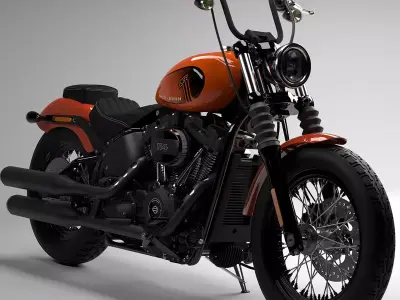 Realistic Harley Davidson Street Bob 2021 Baja Orange 3D model