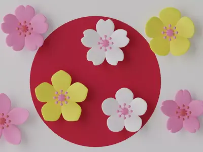 Cartoon Cherry Blossom Flower Sakura 2 3D model