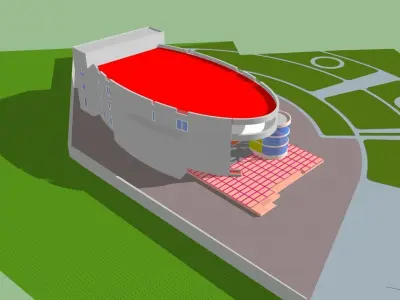 Auditorium modern house with two people 3D model