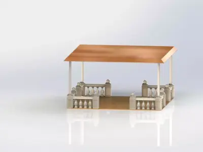 Alcove wooden gazebo 3D print model