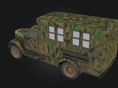 Camouflage Transporter  Concealed Military Vehicle Model 3D model