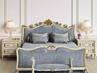 Angelo Cappellini Wagner Baroque Bedroom Set with Ornate Bed 3D model