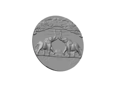 elephants relief nature 3D print model