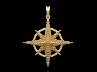 Compass star pendant model 298 3D print model