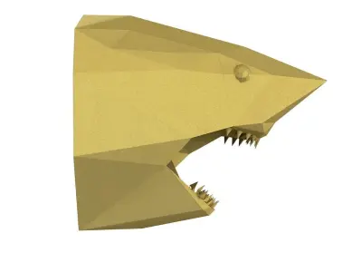 Lowpoly shark gold triangular head 3D model