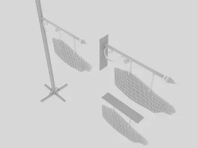 old wooden food drink sign 02 Low-poly 3D model