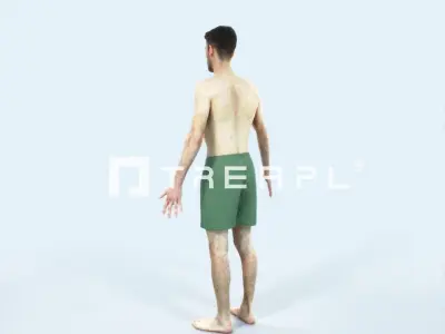 Posture I Beach Animated Rigged Sports Man Low-poly 3D model