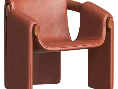Modern Sculpted Leather Armchair 3D Model Low-poly 3D model