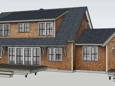 American house - outer shell only Low-poly 3D model
