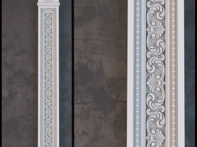 border column with ornate carvings Free low-poly 3D model