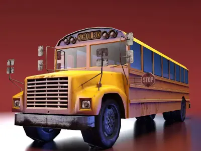 School Bus Low-poly 3D model
