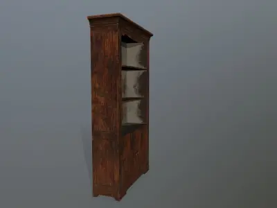 Cupboard 7 wooden bookcase Low-poly 3D model