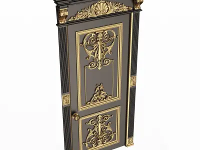 Carved Door Classic 0902 Black Low-poly 3D model