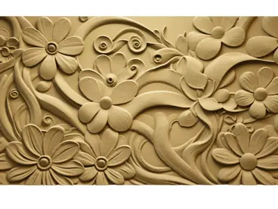 CNC STL Relief Panel Classic Floral Art Carving File 264 3D model