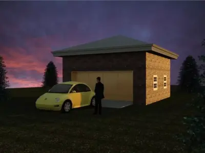Garage with car 3D model