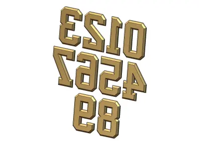 Chamfered NBA font numbers set 3D print model