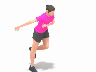 lateral jump Exercise Woman Animation Low-poly 3D model