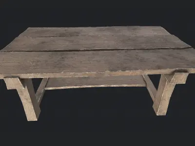Wooden Table 3 PBR Low-poly 3D model