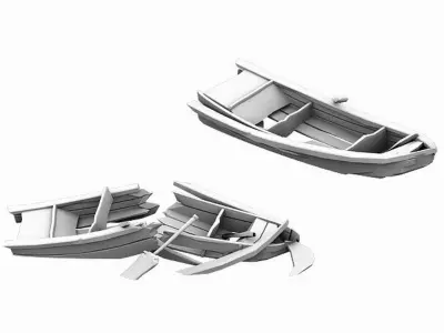 Game Traffic - Small wooden boat 3D model