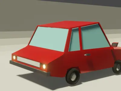 3D Low-Poly Red Car Low-poly 3D model