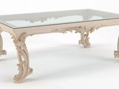 Classic Coffee Table Chelini Art 1064 - Ivory 3D model