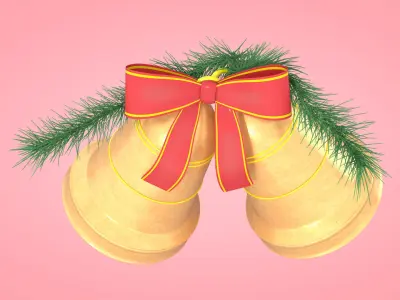Golden Christmas Bells Low-poly 3D model