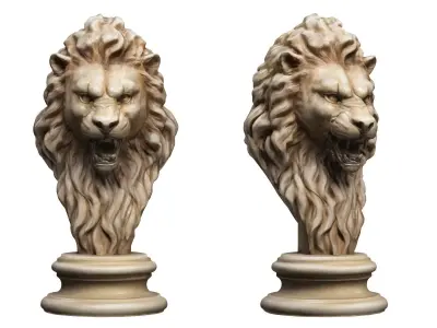 Lion Head Sculpture Animal Statue 3D model