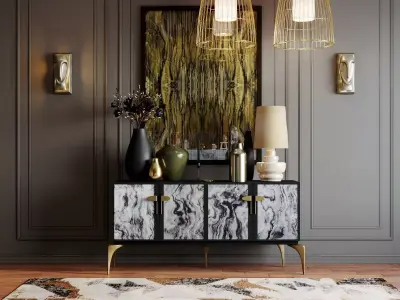 Sideboard with decor 3D model