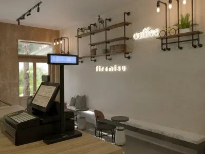 Modern Tiramisu Cafe Interior Scene Cozy Personal Stylish  3D model