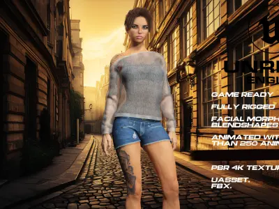 Casual girl full rigged - game ready - animated Low-poly 3D model