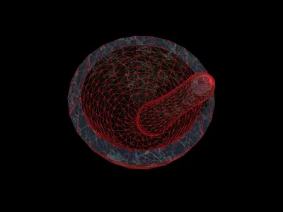 Mortar and Pestle Set Low-poly 3D model