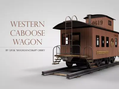 Western Caboose Wagon 3D model
