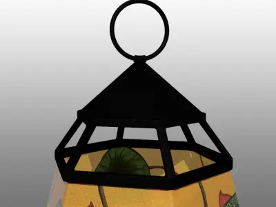 Painted-lilypad Lantern 3D model