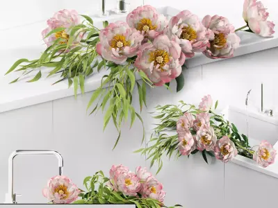 Peonies in sink 3D model