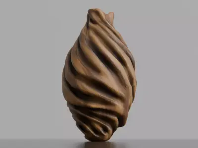 Wooden Spiral Vase  High Quality 3D Model Low-poly 3D model
