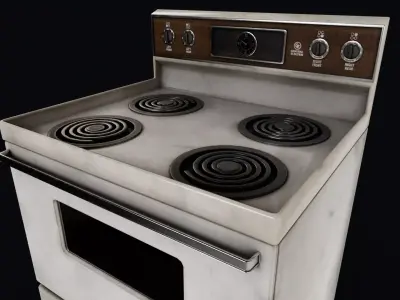80s Kitchen Stove Low-poly 3D model