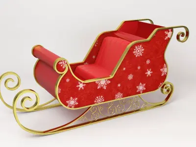 Santa Claus Sled - Christmas Sled -  3D model