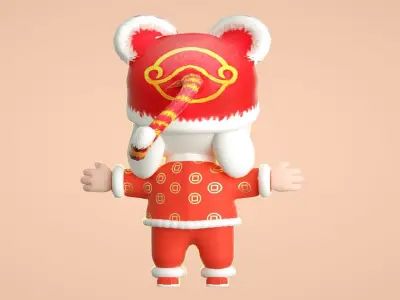 cartoon new year rabbit 3D model