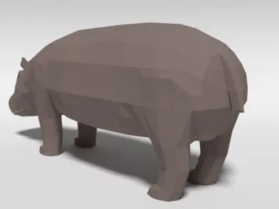 Low Poly Cartoon Hippopotamus Low-poly 3D model