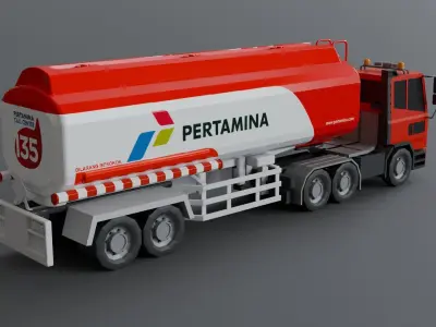 Indonesia Pertamina Petrol Tanker Car 070518 Low-poly 3D model