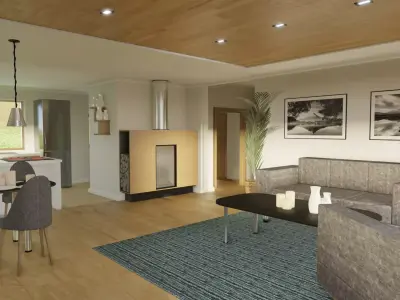 Modern house with a stove Low-poly 3D model