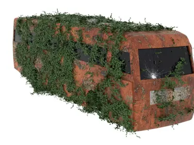 Damaged Rusted Bus 3D model