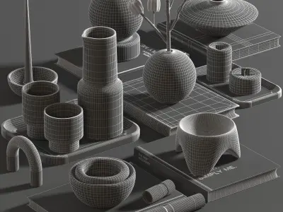 Decorative set 005 Low-poly 3D model
