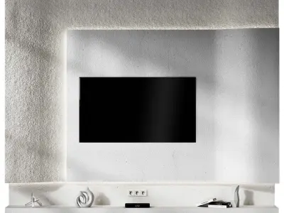TV Wall kit Modern minimal wave wall 3D model
