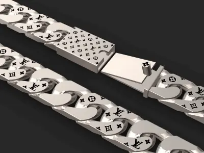 louis vuitton LV cuban chain with box lock  3D print model