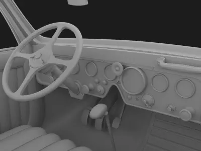 interior of the antique car 3D model